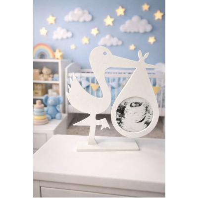 Leylek Figürlü Bebek Ultrason Fotoğraf Çerçevesi - Hamilelik Anısı- Bebek Müjdesi Hediyeliği