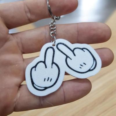 Mickey ile Orta Parmak Sevimli Figür Karakter Anahtarlık